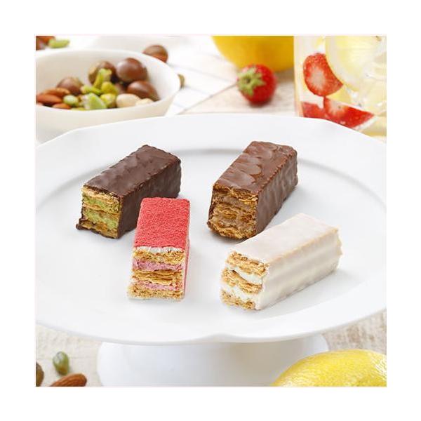 フランセ　果実を楽しむ ミルフィユ　4種の詰め合わせ24個入り★サックサクのパイに、さまざまな果物と木の実をあわせ、果実本来のおいしさを楽しむミルフィユ。個性の異なる「いちご」「れもん」「ピスタチオ」「ジャンドゥーヤ」4つの味のミルフィユの...