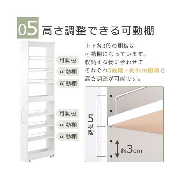 隙間収納 18cm 洗面所 ワゴン キャスター 収納棚 スリム 隙間 ラック 棚 キッチン おしゃれ KRA518040デザイン家具通販