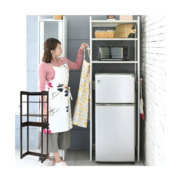 冷蔵庫ラック レンジ台 おしゃれ 幅60 収納棚 収納家具 収納 ラック フック付き 可動