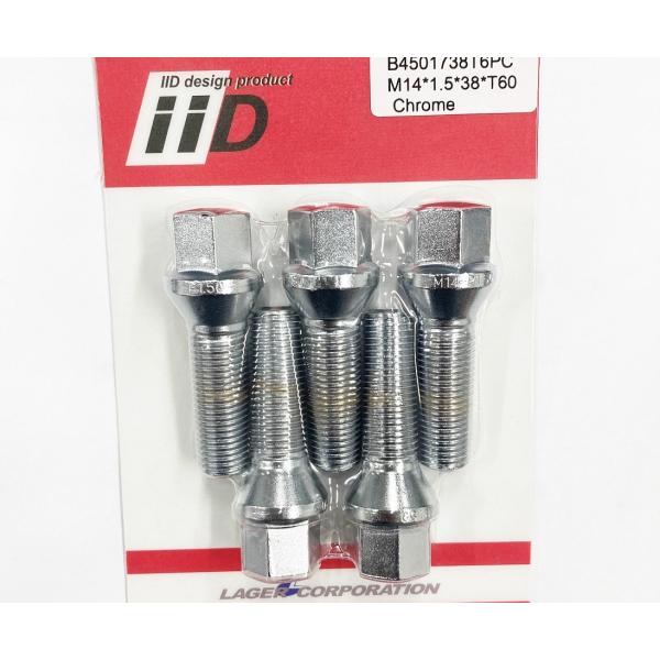 iiD ホイールボルト　ポリッシュ　M14x1.5　60°テーパー　1本単位販売　各首下長選択　フェラーリ/マセラティなど