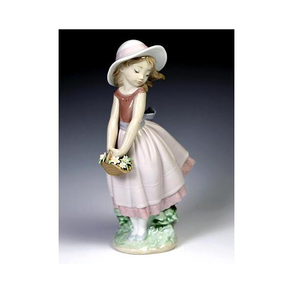 訳あり（箱潰れ）リヤドロ（Lladro リアドロ 陶器人形 置物） 花と少女 
