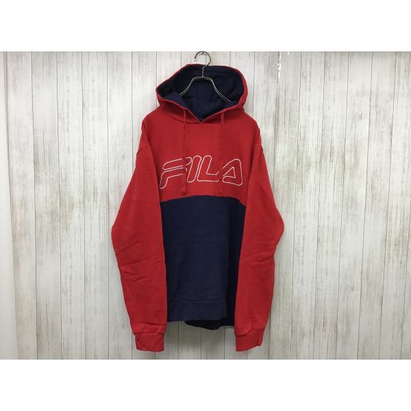 フィラ　パーカー　L FILA パーカー 「FILA/フィラ」デカロゴプリント 裏起毛