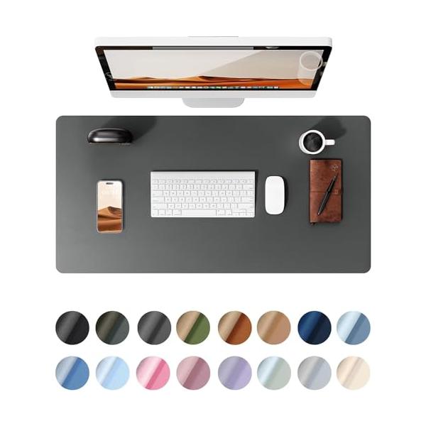 「YSAGi レザー デスクパッド オフィス デスクマット マウス対応 大型マウスパッド ノンスリップPUレザー デスクブロッター ラップトップデ」▼▼（商品説明）ダークグレー/90*43cm/-・Color:ダークグレーSize:90*4...