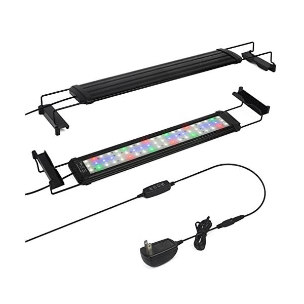 「水槽 ライト タイマー付き LEDライト60個 四色 3つの照明モード 明るさ調整 水槽照明 アクアリウムライト 45-60cm水槽用 スライド」▼▼（商品説明）防水ブラック/11W：45-60cm/w0702・Size:11W：45-6...