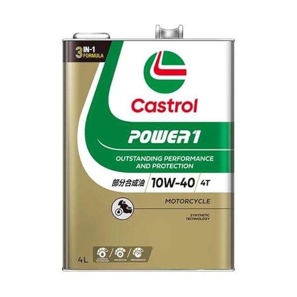 Castrol(カストロール) エンジンオイル 10W-40 POWER1 4T MA2 4L バイク 4サイクルエンジン用 部分合成油