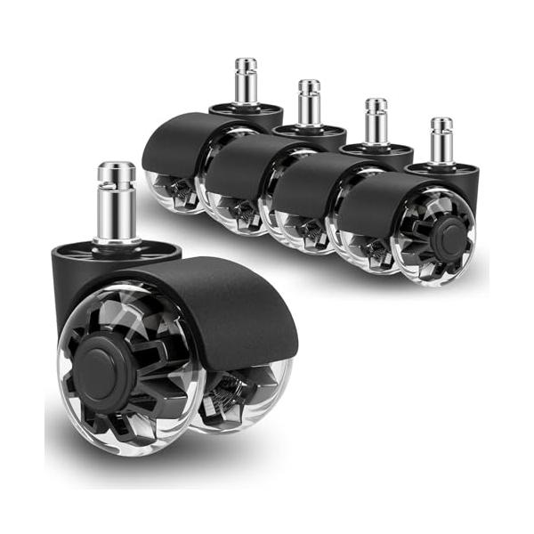 「Amtake オフィス チェア キャスター 椅子 キャスター 交換 ウレタンキャスター 差し込み式(11MMX22MM) イス キャスター 5個」▼▼（商品説明）ブラック-/-/Chairs Wheels・Style:ブラック・キャスター...