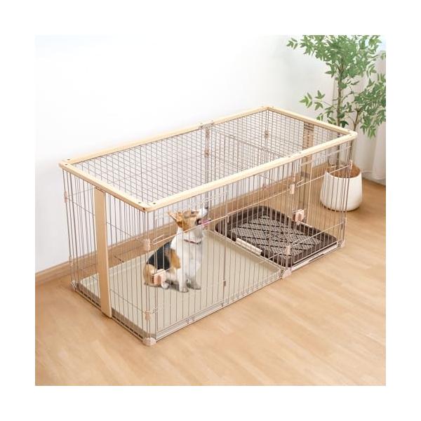 「PETTOM ペットサークル 犬用ケージ 犬ゲージ ペットサークル 屋根付きセット ペットゲージ 犬ゲージトイレ別 ケージ ゲージ 室内 屋内」▼▼（商品説明）ナチュラル/屋根付き/XF52・Color:ナチュラルSize:屋根付き・超広...