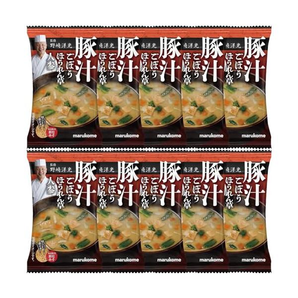 他サイト： マルコメ 野崎洋光監修 フリーズドライ顆粒みそ汁 豚汁 1食 ×10個 熱中症対策・栄養補給にも 味噌汁 即席味噌汁 イの商品画像