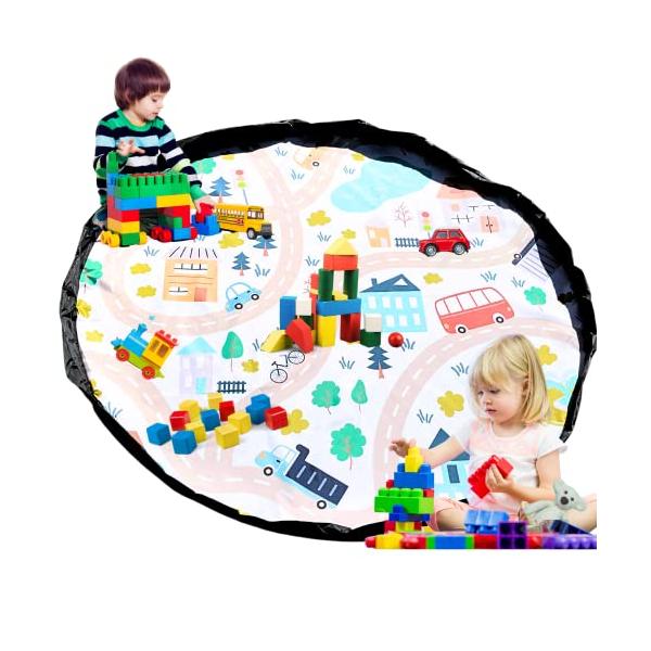 他サイト： 【幼稚園教諭監修】TheMUSE プレイマット おもちゃ箱 収納袋 おもちゃ 収納 道路柄 直径140cm プールマット お片付け簡単(CITYの商品画像