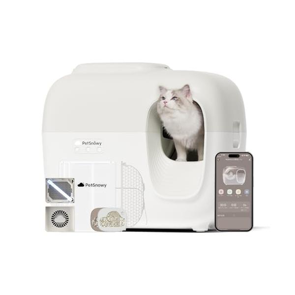 PetSnowy「臭いを徹底分解」猫 トイレ 自動光触媒TiO2三重消臭 猫 自動