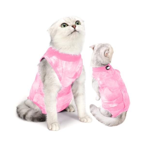「術後服 猫用 ペット術後ウェア 介護服 皮膚保護 不妊手術 傷口保護 避妊 傷舐め 引っ掻き防止 手術用 男の子 女の子 兼用 M ピンク」▼▼（商品説明）ピンク/M　サイズ/-・Size:M　サイズColor:ピンク・普段通り自由に動け...