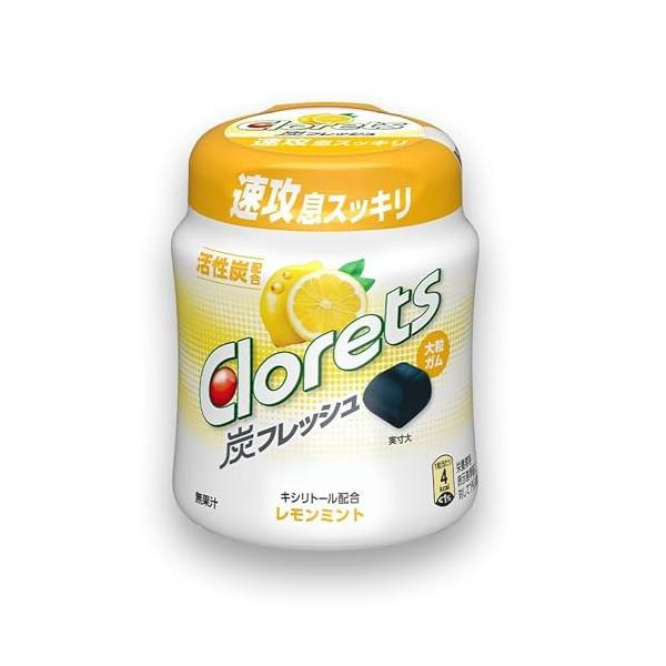 「モンデリーズ クロレッツ炭フレッシュ レモンミントボトル 112g」▼4547894156629▼（商品説明）-/-/4547894156629・ガム商品紹介  速攻息スッキリ無味無臭の活性炭を配合した大粒ガムフルーツフレーバーの中でもス...