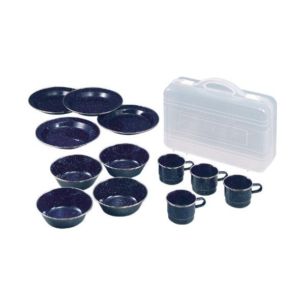 キャプテンスタッグ ウエスト ホーロー食器 セット (キャリングケース