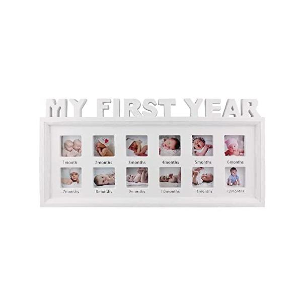 「ベビーフォトフレーム 12ヶ月 1年間の成長が見える 写真立て 出産祝い ギフト 新生児 成長 子供 記念品 誕生日 プレゼント (M&amp;Boo)」▼4570098660555▼（商品説明）ホワイト/21x42x3センチメートル (...
