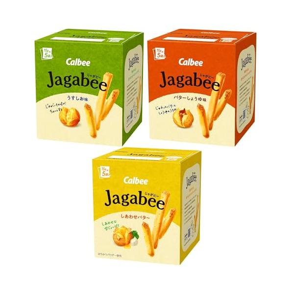 「カルビー Ｊａｇａｂｅｅ ３種アソート 計6箱」▼4580798047648▼（商品説明）じゃがいもの味がちゃんとする。素材そのまま、皮つきじゃがいもスティック。・うすしお味、バターしょうゆ味、紀州産完熟梅味の3種類×各2箱、計6箱セット...
