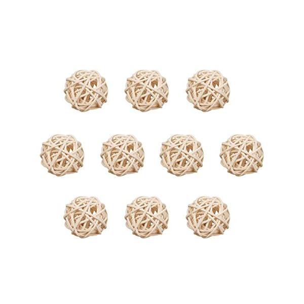 「YFFSFDC 10個入り インコ おもちゃ ペット用おもちゃ ミニ ボール 無着色 ナチュラル カラー 3cm オウム ハムスター 猫 噛む お」▼▼（商品説明）噛むおもちゃ・10個入り原木色  ・・Color:10個入り原木色・【商品...