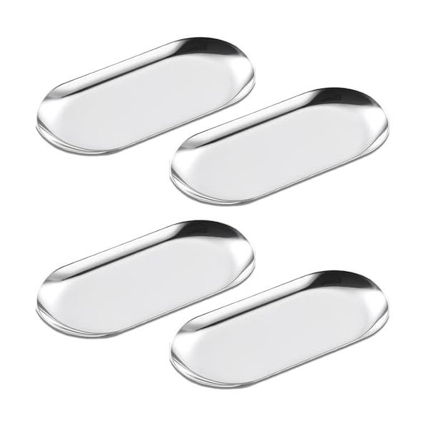 「fogman キャッシュトレイ コイントレー おしぼり置き トレイ 会計皿 釣銭 4枚セット (シルバー)」▼4571618662936▼（商品説明）シルバー/長さ18cm x 幅8.5cm x 高さ1cm/fogman・Color:シル...