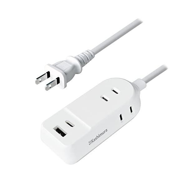 他サイト： カシムラ リバーシブルUSB+Type-C付き コード長2m電源タップ USB-A1ポート USB-C1ポート ACコンの商品画像