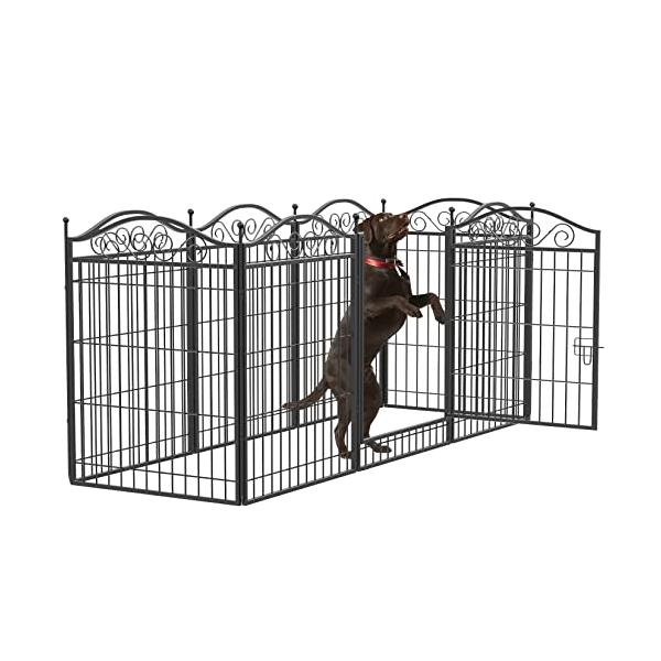 「大型犬用サークル 大きい 屋外 室内 ドア付き キャンプ ペット柵 中型犬 小型犬 ペットフェンス うさぎ にわとり 折りたたみ 猫脱走防止フェ」▼▼（商品説明）折りたたみ・black  ・【多目的に使えます】おしゃれなデザインのため、大...