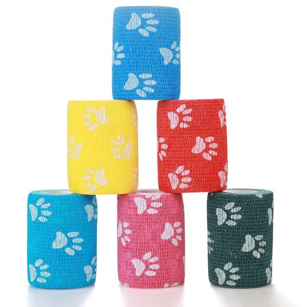 他サイト： ペットフレックス テーピング 自着性 弾性包帯 バンテージ ペット 犬用 猫 不織布 伸縮性 通気性 厚手タイプ 6巻入の商品画像