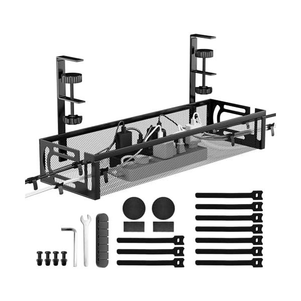 「Ankuka ケーブルトレー デスク下 収納 配線隠し 幅40cm デスク 収納 天板1?5cm 人気版 穴あけ不要 ルーター 収納 ケーブルオ」▼▼（商品説明）収納ブラック/40cm/Ankuka ケーブルトレー・Color:ブラックS...