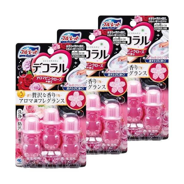 他サイト： まとめ買いブルーレットデコラル トイレ便器の水ぎわ キレイを保つ花びらジェル アロマピンクローズの香り 約30日分×3個の商品画像