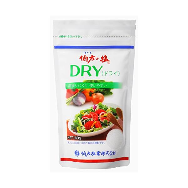 「伯方の塩DRY(詰替) 180g」▼4902566008529▼（商品説明）-/180グラム (x 1)/-・パッケージ個数:1・内容量:180ｇ・カロリー:0kcal・原材料:天日海塩（メキシコ又はオーストラリア）93%、海水（日本・愛...
