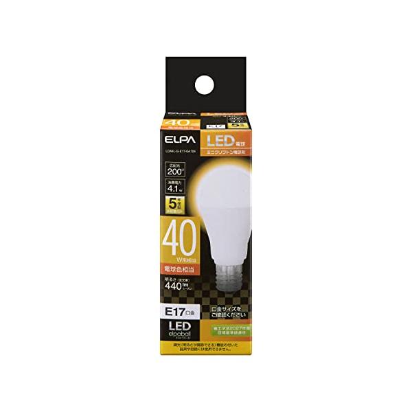 他サイト： エルパ(ELPA) LED電球ミニクリプトン形 E17 電球色相当 屋内用 LDA4L-G-E17-G4104の商品画像