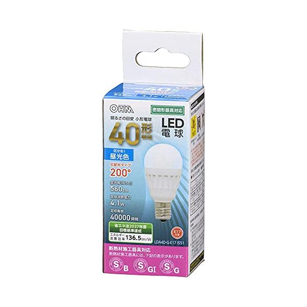 オーム電機 LED電球 小形 E17 40形相当 昼光色 LDA4D-G-E17 IS51 06-4476 OHM