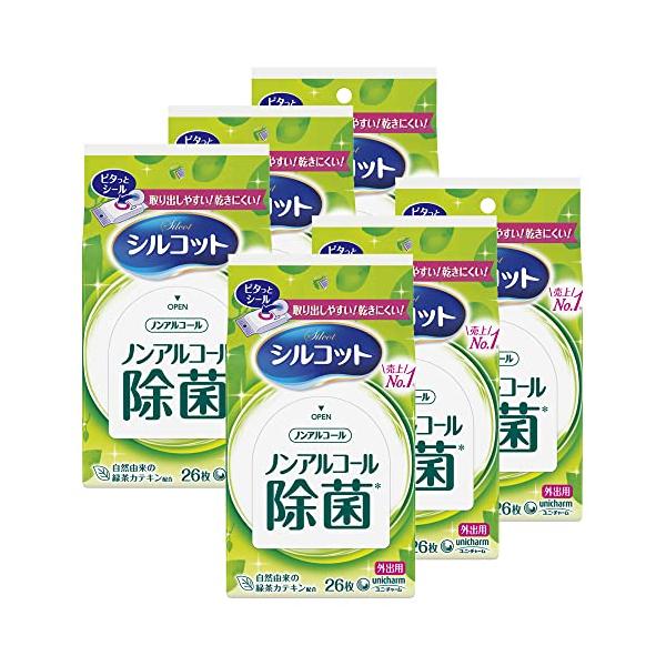 他サイト： シルコット まとめ買い ノンアルコール除菌 ウェットティッシュ 外出用 26枚×6の商品画像