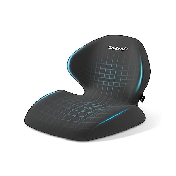 「Gadeel 低反発 腰痛 クッション 座布団 一体型 ランバーサポートクッション 人間工学 お尻クッション 骨盤サポート 姿勢矯正 腰痛対策」▼602835281281▼（商品説明）ブラック/-/-・Color:ブラック・低反発腰クッシ...