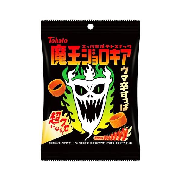 「東ハト 魔王ジョロキア 40g×12袋」▼4570134971614▼（商品説明）スナック菓子商品紹介  乾燥ポテト（外国製造）、植物油脂、食塩、唐辛子パウダー（ブート・ジョロキアパウダー2%使用）、砂糖、ガーリックパウダー、酵母エキスパ...