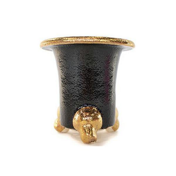 植木鉢 おしゃれ 陶器鉢 信楽焼 金彩浅＜ 12cm 4号 穴あり 金 黒