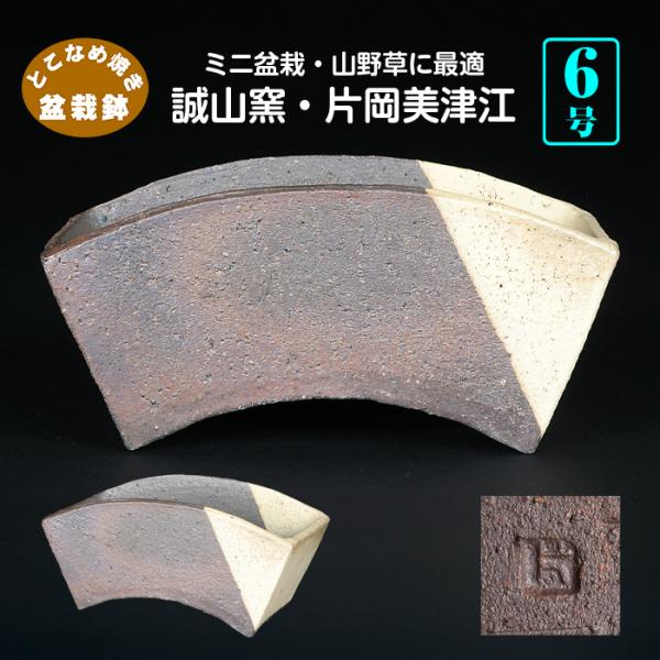 盆栽鉢 誠山窯 片岡美津江作 立扇鉢 山草鉢 6号 18cm 創作盆栽 山野草に最適