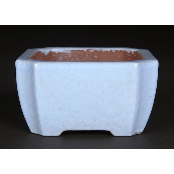 盆栽鉢　時代ミニ盆栽鉢中国宜興梨皮長方鉢楕円鉢2個セット小品盆栽鉢 盆栽鉢 植木鉢 「白均釉外縁雲足長方鉢」 中国鉢 色鉢 陶器 3号