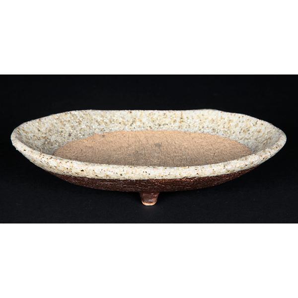 盆栽鉢 山野草鉢 信楽焼鉄砂釉楕円鉢 植木鉢 7号 20cm 茶色 ブラウン