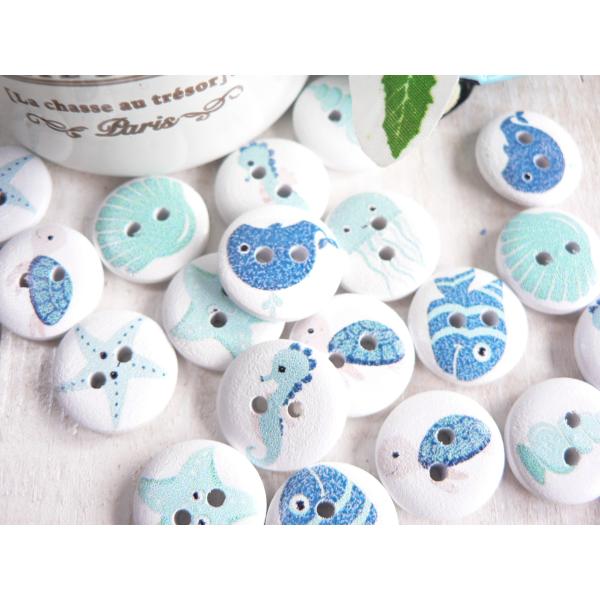 新品素材：ウッド【サイズ】直径 15mm★色柄のあるものは、アソートになりますので、柄はお選びいただけません。　お写真ない柄が入る場合もございます♪☆海外輸入品のため、色むら、プリントの不鮮明やズレ、ロットによる色味の違いなど多少作りが雑な...