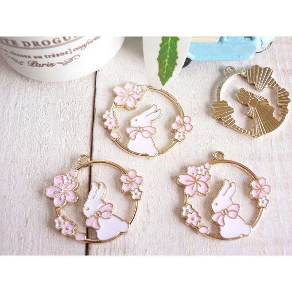 チャーム うさぎ ウサギ ラビット 3個入 手芸パーツ ハンドメイド 材料 