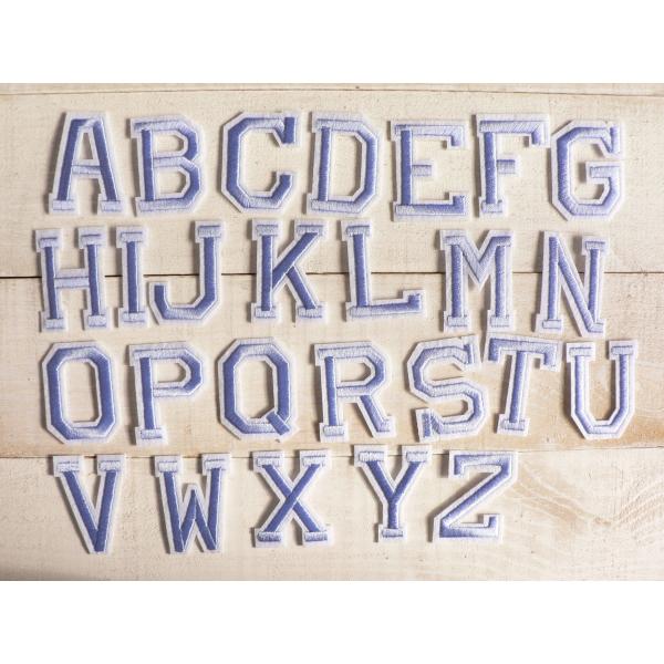 ワッペン 英文字 アルファベット 水色 みずいろ 英文字 アイロン