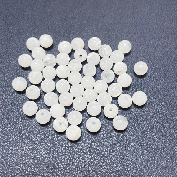 アクリルビーズ 6mm玉 ホワイト 白 ビーズ 50個 #w-2 : ブーブー