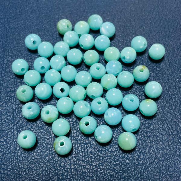 アクリルビーズ 6mm玉 ターコイズ ビーズ 50個 #w-7 : ブーブーハウス