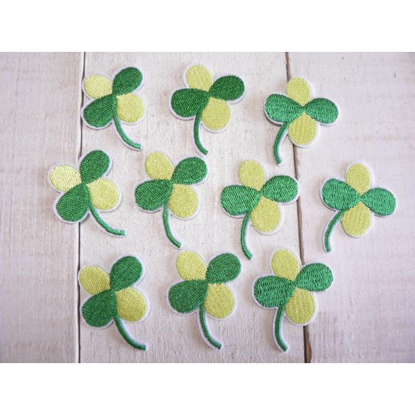 ワッペン クローバー 四つ葉 アイロンワッペン ミニ アイロンパッチ