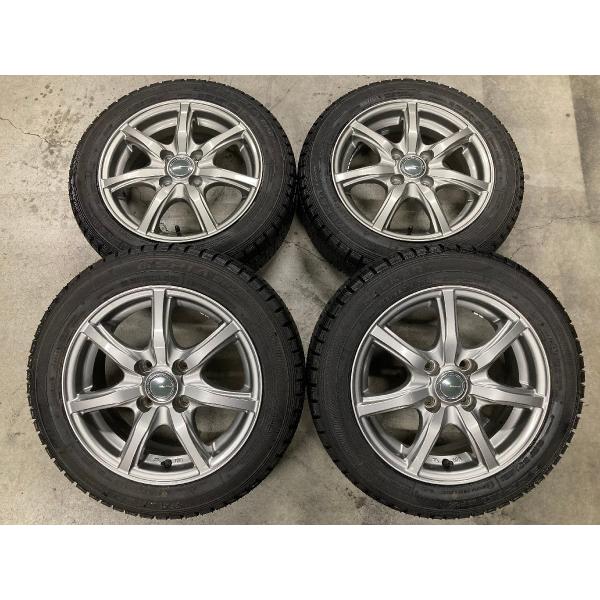 □6854 バリ山 良品 スタッドレス 155/65R14 MiLLOUS ワゴンR タント 