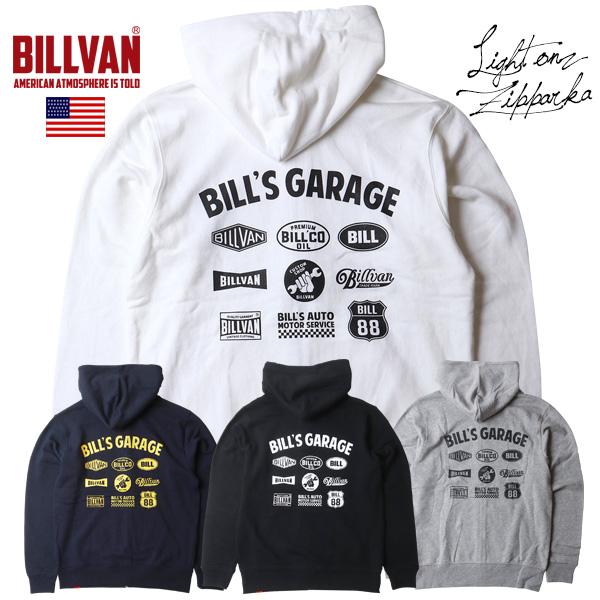 BILLVAN GARAGE メニ―ロゴ ライトオンス ミニ裏毛スウェット フルZIPパーカー ビルバン アメカジ