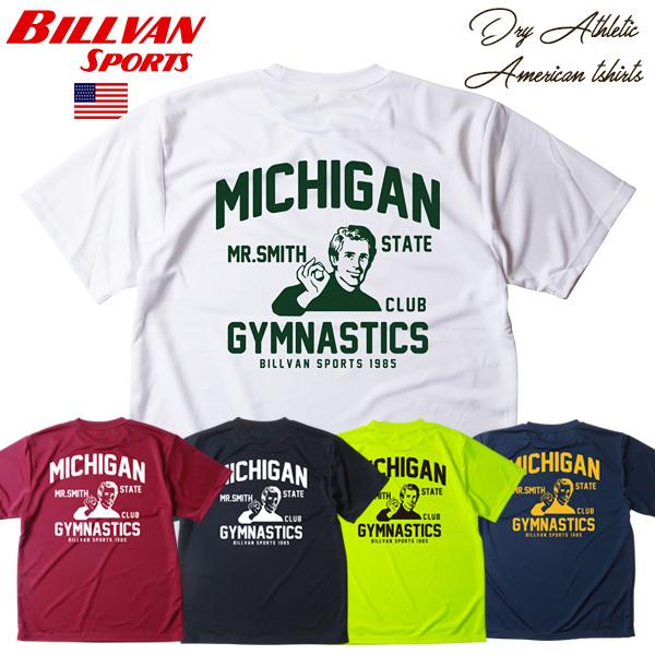 BILLVAN SPORTS ドライ＆アスレチック MICHIGANアメリカンTシャツ ビルバン 吸水速乾 アメカジ  tシャツ メンズ