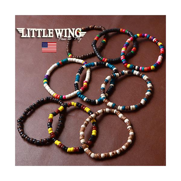 LITTLE WING エスニック ランダムウッディ ビーズ・ブレスレット kkg-745 リゾートアクセサリー セブ島