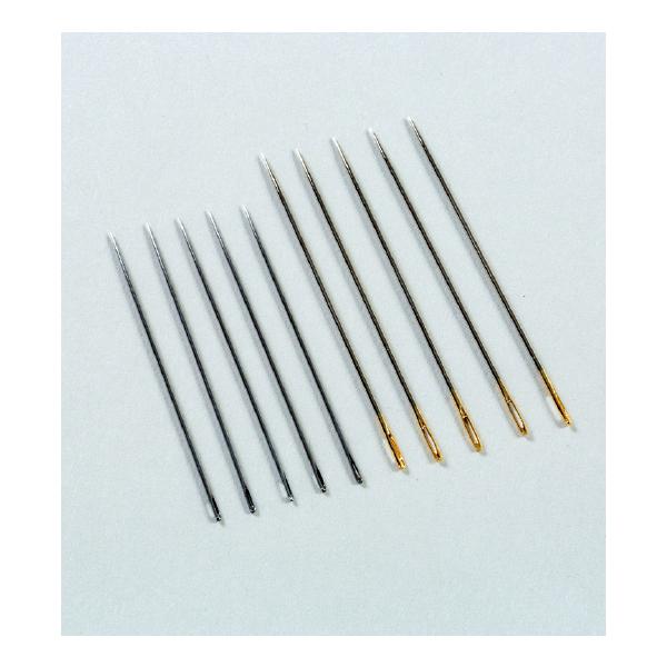製本用縫い針。 目打した紙の束を綴じるときに使います。厚手の本を綴じる時には太い針、小さな本やかがり綴じをする時には細い針と、本の厚みや大きさによって使い分けらます。和本、洋本、どちらの製本作業にも使えます。内容量：長さ75mm(太針)　5...