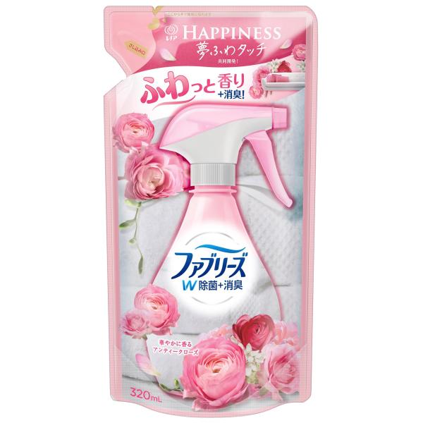 他サイト： ファブリーズ with レノアハピネス W除菌 消臭スプレー 布用 アンティークローズ&amp;フローラル 詰め替え 320mLの商品画像