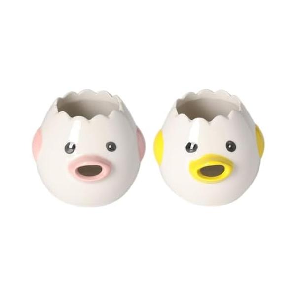 かわいいひよこ型エッグセパレーター, セラミック製, 卵黄分離器, 調理器具, キッチン用品(ピンク+イエロー2個セット)