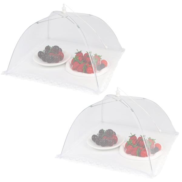 フードカバー DRERIO 食卓カバー 虫よけ 2本入り 38cm*38cm 食卓フードカバー 通気性 折り畳み式 細密網糸 メッシュフード